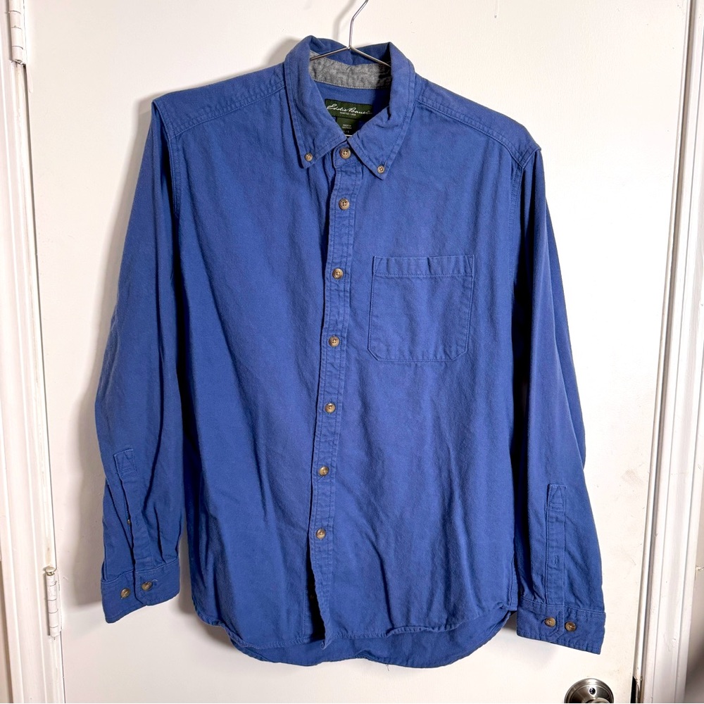 Blue, Eddie Bauer button-down shirt, Large